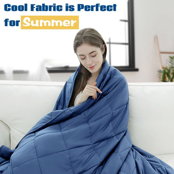 15 lbs 48 x 72 Inch Premium Cooling Heavy Weighted Blanket-Blue