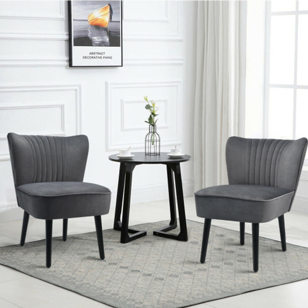 Set of 2 Armless Upholstered Leisure Accent Chair-Gray