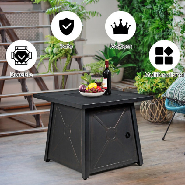 30 Square Propane Gas Fire Table with Waterproof Cover