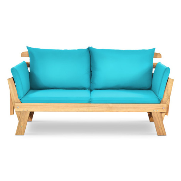 Adjustable  Patio Convertible Sofa with Thick Cushion -Turquoise