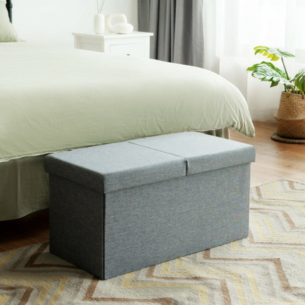 30 Inch Folding Storage Ottoman with Lift Top-Light Gray