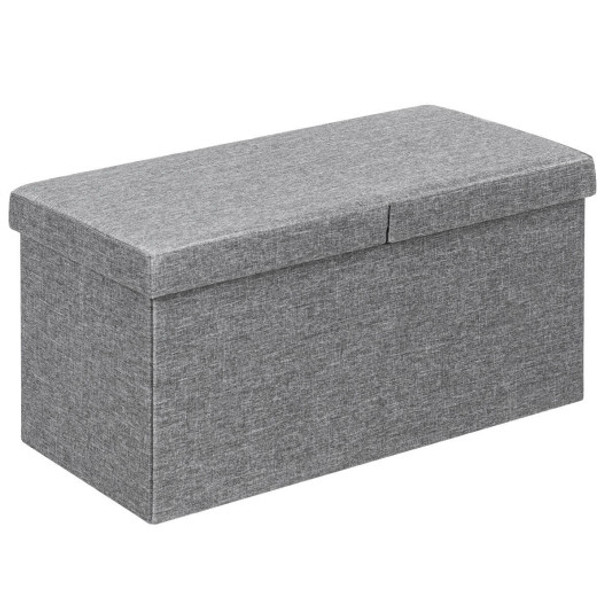 30 Inch Folding Storage Ottoman with Lift Top-Light Gray