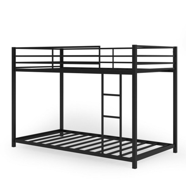 Metal Bunk Bed Twin Over Classic Bunk Bed Frame-Black