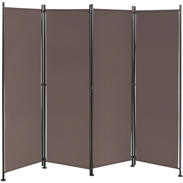 4-Panel Room Divider Folding Privacy Screen-Coffee