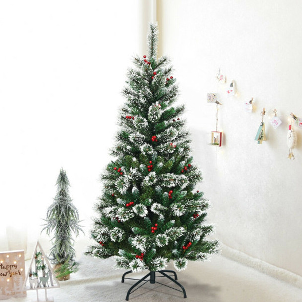 5 Feet Snow Flocked Artificial Christmas Hinged Tree