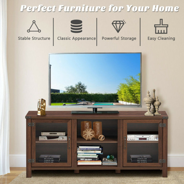 TV Stand Entertainment Center for TV's with Storage Cabinets-Walnut