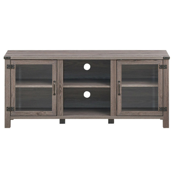 TV Stand Entertainment Center for TV's with Storage Cabinets-Gray