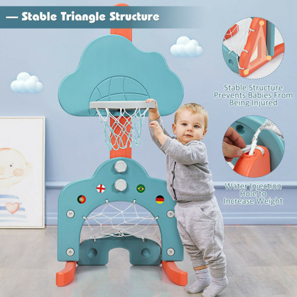 3-in-1 Kids Basketball Hoop Set with Balls-Green