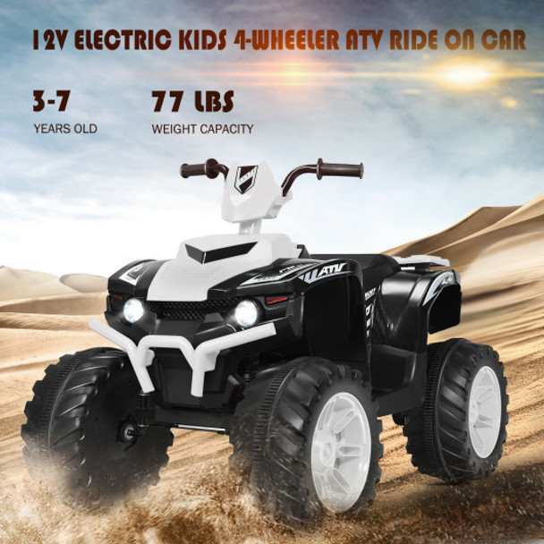 12V Kids 4-Wheeler ATV Quad Ride On Car -White
