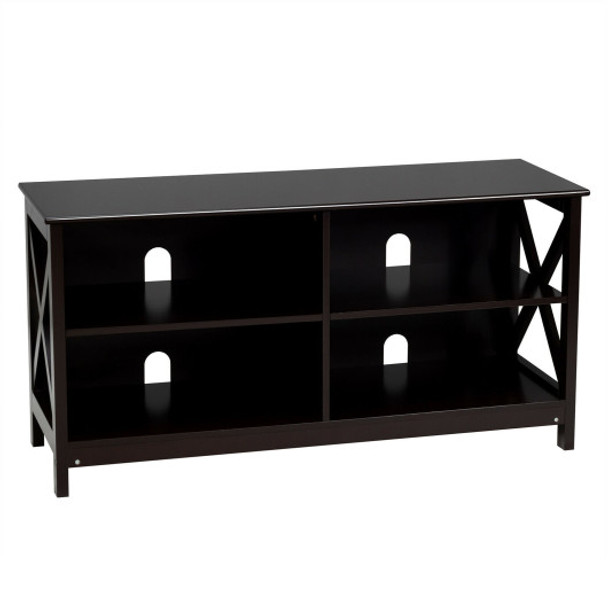 Wooden TV Stand Entertainment Media Center -Brown