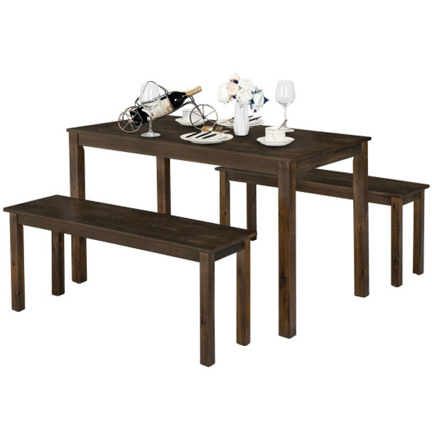 3 Pieces Modern Studio Collection Table Dining Set -Coffee