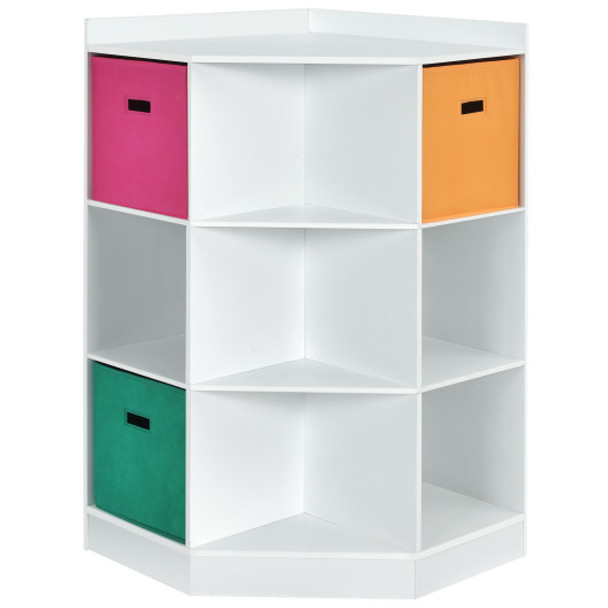 3-Tier Kids Storage Shelf Corner Cabinet with 3 Baskets