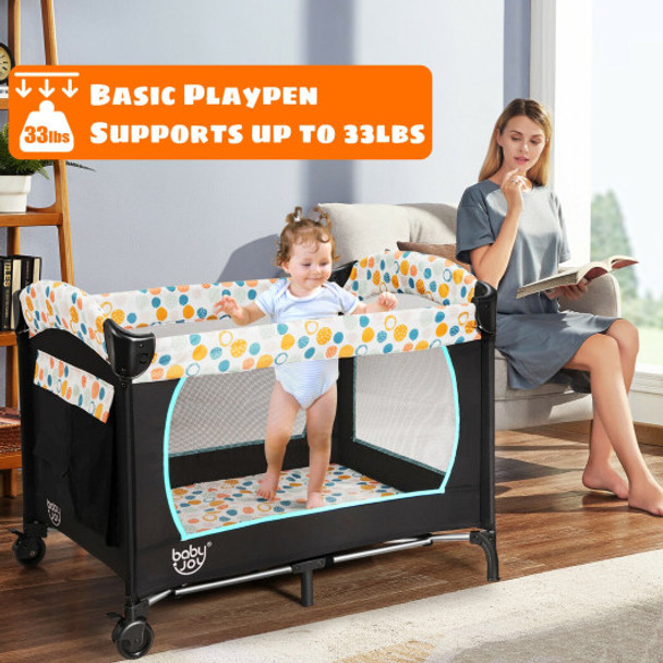 4-in-1 Convertible Portable Baby Playard with Changing Station-Blue