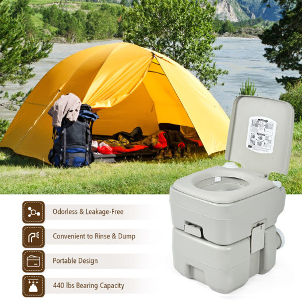 5.3 Gallon 20 L Portable Travel Toilet for Camping RV Indoor Outdoor