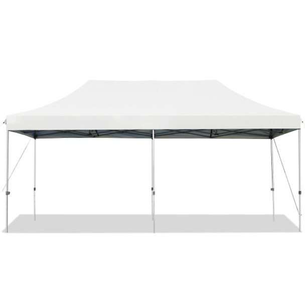 10 x 20 Feet Adjustable Folding Heavy Duty Sun Shelter with Carrying Bag-White