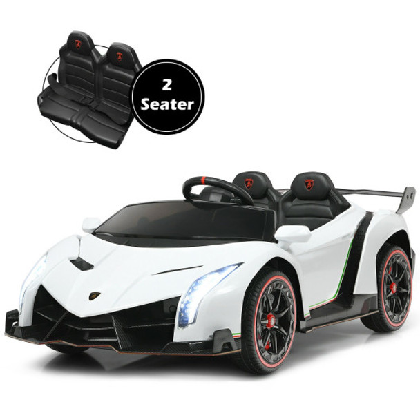 12V 2-Seater Licensed Lamborghini Kids Ride On Car with RC and Swing Function-White