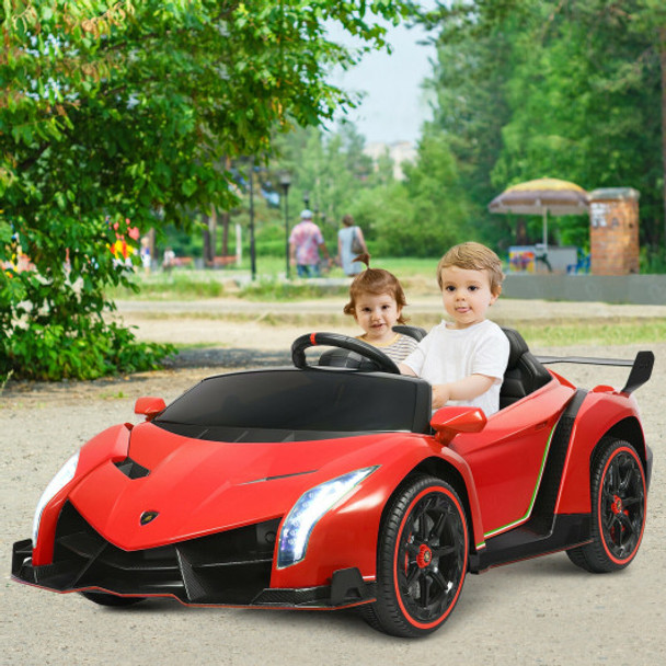 12V 2-Seater Licensed Lamborghini Kids Ride On Car with RC and Swing Function-Red