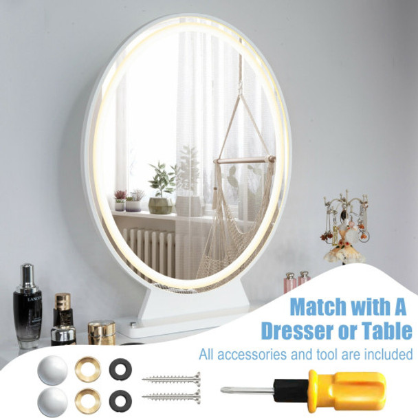 Hollywood Vanity Lighted Makeup Mirror Remote Control 4 Color Dimming-White