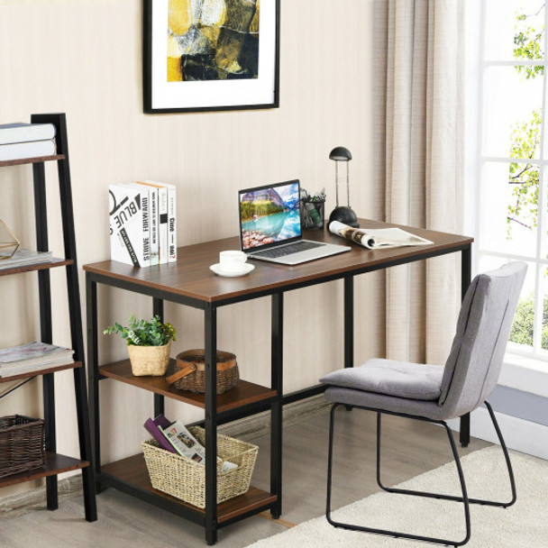 47"/55" Computer Desk Office Study Table Workstation Home with Adjustable Shelf Coffee-M