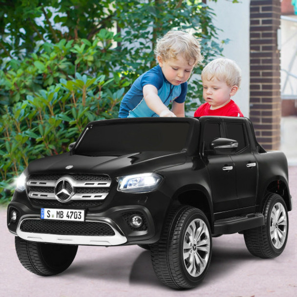 12V 2-Seater Kids Ride On Car Licensed Mercedes Benz X Class RC with Trunk-Black