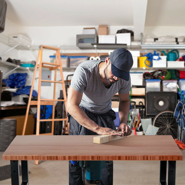 48"×24" Adjustable Height Mobile Workbench with Caster-Coffee