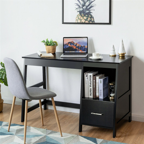 47.5 Inch Modern Home Computer Desk with 2 Storage Drawers-Black