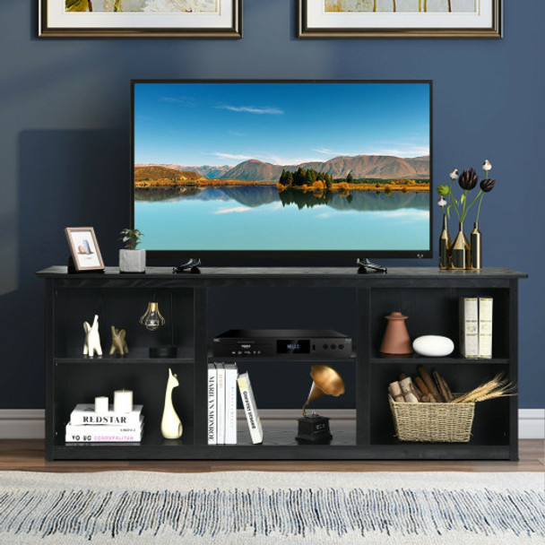 2-Tier Entertainment Media Console TV Stand-Black