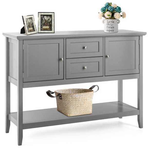 Wooden Sideboard Buffet Console Table  with Drawers and Storage-Gray