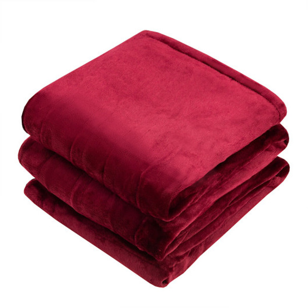 84" x 90" Flannel Heated Electric Blanket with Dual Controllers -Red
