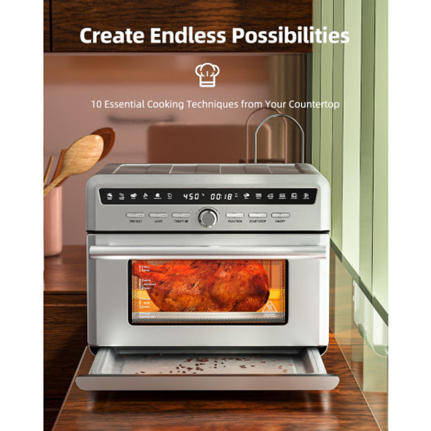 26.4 Qt 1800W 10-in-1 Air Fryer Toaster Oven with Recipe