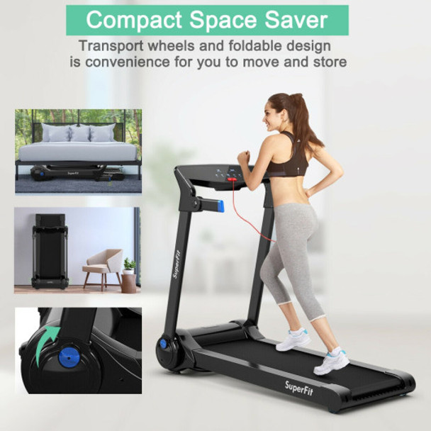 3HP Folding Electric Treadmill Running Machine-Blue