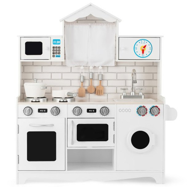 Wooden Kids Kitchen with Washing Machine