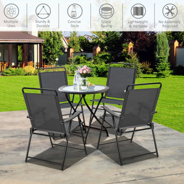 4 Pieces Portable Outdoor Folding Chair with Armrest