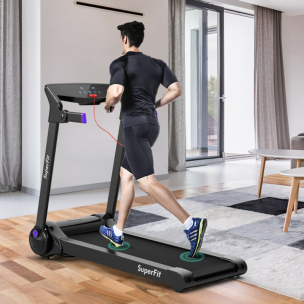 3HP Folding Electric Treadmill Running Machine-Purple