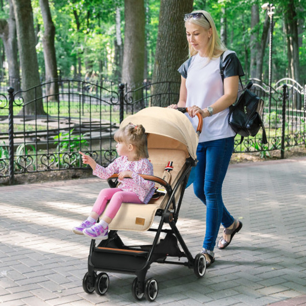 Lightweight Aluminium Frame Baby Stroller with Net-Beige