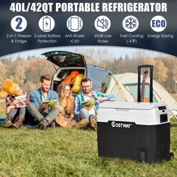 42 QT Portable Dual-Zone Car Refrigerator-White