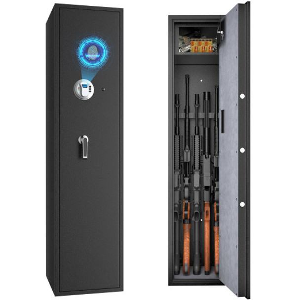 Biometric Fingerprint Rifle Safe Quick Access 5-Gun Cabinet with Lockbox