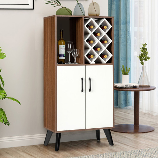 Bar Cabinet Wooden Buffet Sideboard Storage Cupboard with Wine Rack