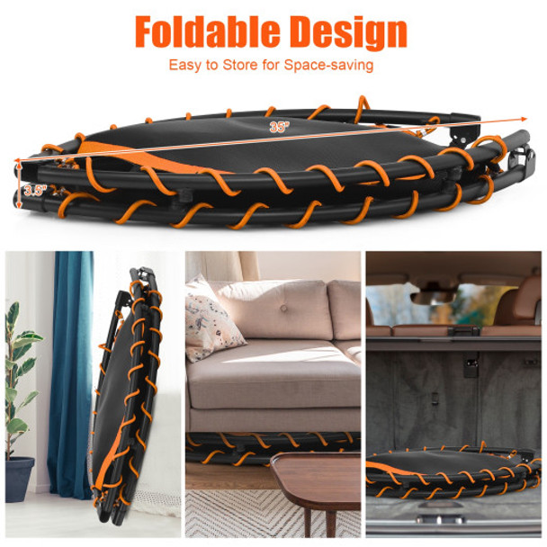 47 Inch Folding Trampoline Fitness Exercise Rebound with Safety Pad Kids and Adults-Orange