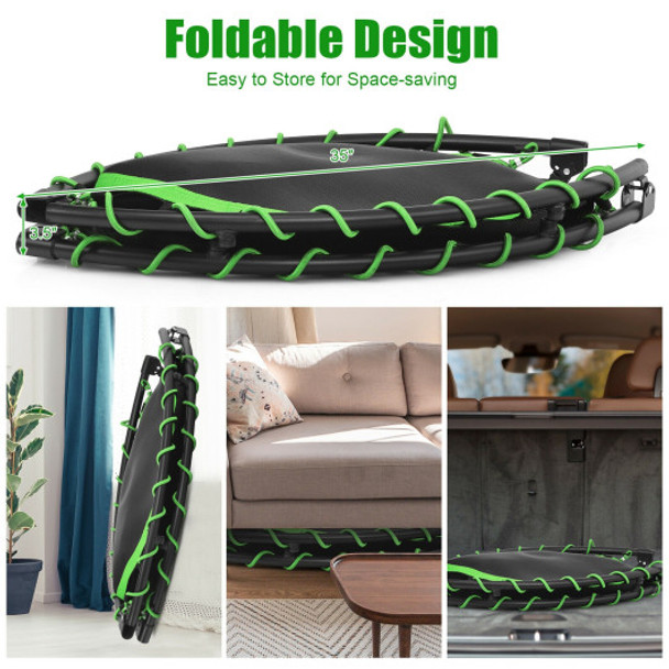 47 Inch Folding Trampoline Fitness Exercise Rebound with Safety Pad Kids and Adults-Green
