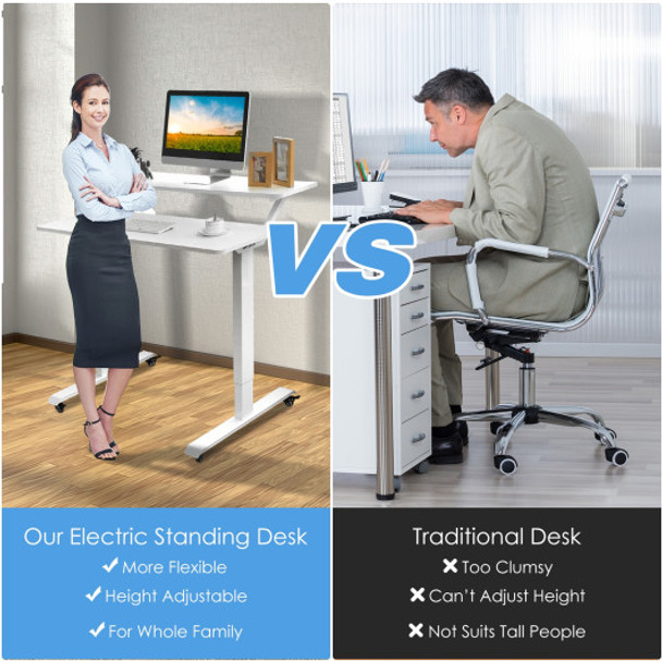 Electric 2-Tier Standing Desk Mobile Sit Stand Desk Height Adjustable-White