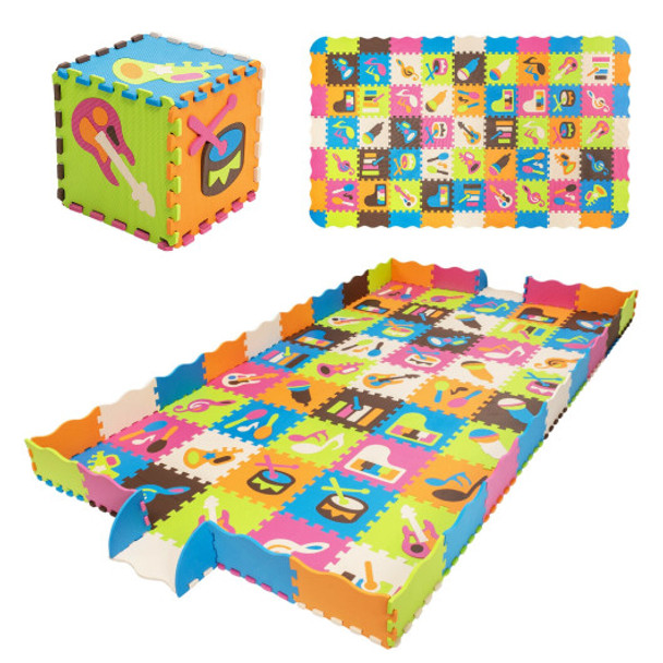 125 Pieces Baby Foam Interlocking Play Mat with Instruments Styles