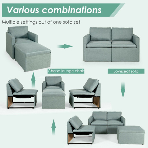 Convertible L-Shaped Sectional Sofa Couch with Reversible Chaise-Green