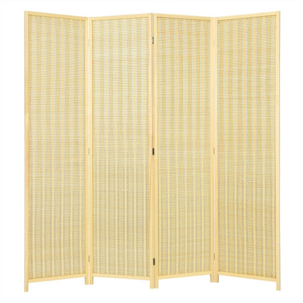 6 ft 4 Panel Portable Folding Room Divider Screen-Natural