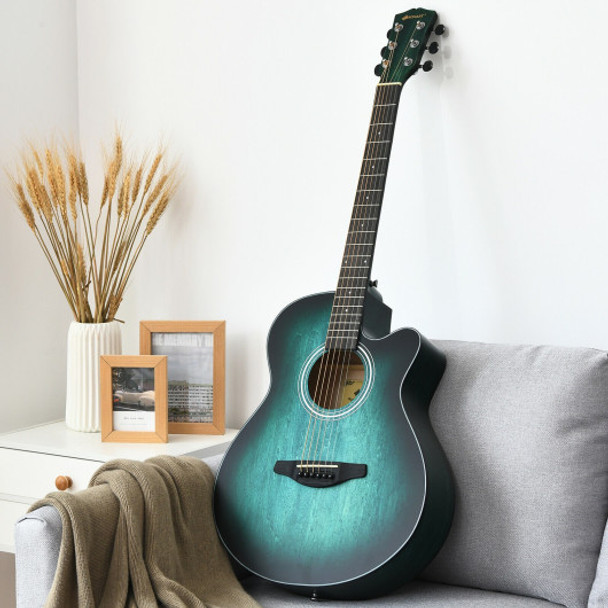 40 Inch Full Size Cutaway Acoustic Guitar with Starter Kit-Green