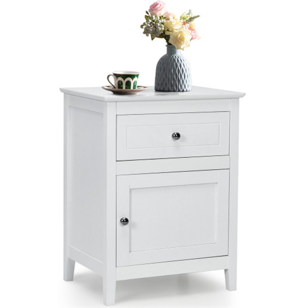 2-Tier Accent Table with Spacious Tabletop-White