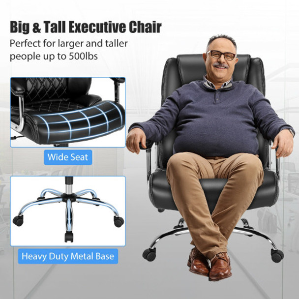 500 Lbs Height Adjustable Office Chair with Metal Base and Extra Wide Seat