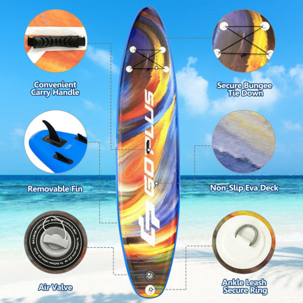 Inflatable Stand Up Paddle Board with Backpack Aluminum Paddle Pump-L