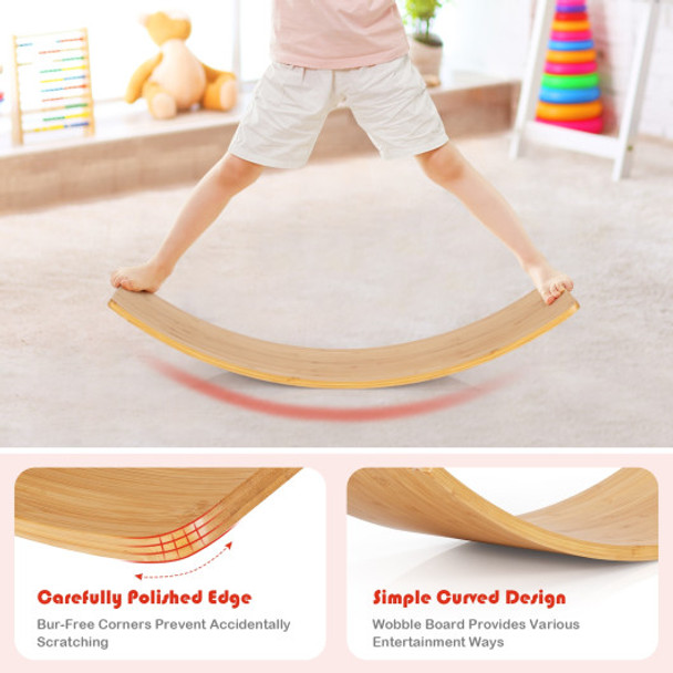 35.5 Inch Wooden Wobble Balance Board for Toddler and Adult