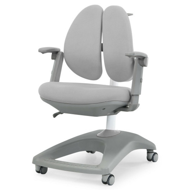 Kids Adjustable Height Depth Study Desk Chair with Sit-Brake Casters-Gray